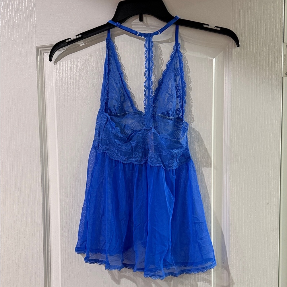 Victoria’s Secret Blue Lace Sheer Lingerie Tank Top Women’s Size Small - Picture 4 of 8